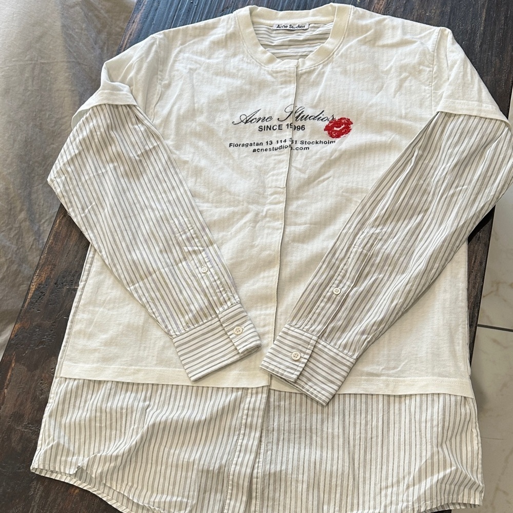Acne studios Elijah doble layer business card logo T-Shirt